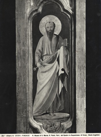 Alinari, Fratelli — Firenze - R. Museo di S. Marco. S. Paolo. Part. del Quadro la Deposizione di Croce (Beato Angelico) — particolare, san Paolo